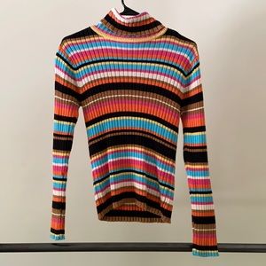 Colorful striped turtleneck